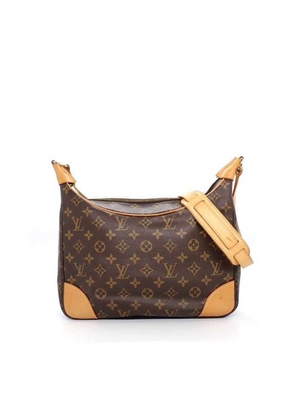 Louis Vuitton Shoulder Bag Boulogne Brown Monogram Canvas Vachetta Leather Gold